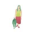 Woman and Pet, a flat vector illustration