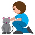 Woman Petting Cat