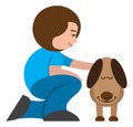 Woman Petting Dog