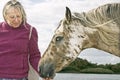Woman petting horse Royalty Free Stock Photo