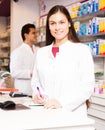 Woman pharmacist at the chemists shop