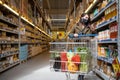 woman with phone checking shopping list app in grocery store Royalty Free Stock Photo