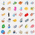 Woman phone icons set, isometric style Royalty Free Stock Photo