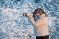 Woman with photo camera Royalty Free Stock Photo