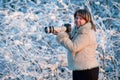 Woman with photo camera Royalty Free Stock Photo