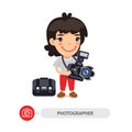 Woman Photographer Cartoon Character Royalty Free Stock Photo