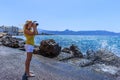 Woman photographer Nature photographer shooting the sea. Travel Concept Royalty Free Stock Photo