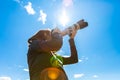 Woman photographer shooting the sky Royalty Free Stock Photo