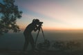 Woman photographer silhouette Royalty Free Stock Photo