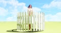 Woman picket fence