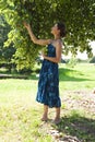 Woman picking apples