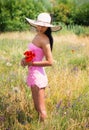 Woman picking the flowers Royalty Free Stock Photo