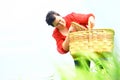 Woman with a picnic basket Royalty Free Stock Photo