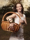 Woman with a picnic basket Royalty Free Stock Photo