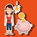 woman piggy coin idea