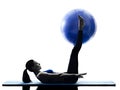 Woman pilates ball exercises fitness isolated Royalty Free Stock Photo