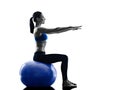 Woman pilates ball exercises fitness isolated Royalty Free Stock Photo