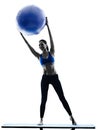 Woman pilates ball exercises fitness isolated Royalty Free Stock Photo