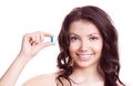 Woman with a pill Royalty Free Stock Photo
