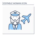 Woman pilot line icon