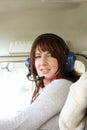 Woman pilot in plane