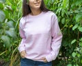 Woman in pink blouse, breast cancer