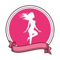 Woman pink body round icon