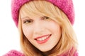 Woman in pink hat and scarf Royalty Free Stock Photo