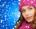 Woman in pink hat and scarf Royalty Free Stock Photo