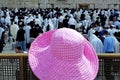 Woman Pink Hat at Western Wall Royalty Free Stock Photo