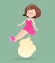 Woman in pink nightgown farting. Royalty Free Stock Photo