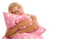 Woman with pink pillow Royalty Free Stock Photo