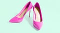 Woman Pink Shoes Banner. High heels closeup. Top view. Women fashion. Ladies accessories. Girly casual formal shoe Royalty Free Stock Photo