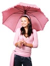 Woman with pink umbrella Royalty Free Stock Photo