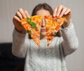 Woman and pizza Royalty Free Stock Photo