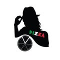 Woman with pizza vector