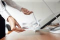 Woman Placing ID Card on Table