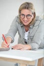 woman planning expansion loft Royalty Free Stock Photo