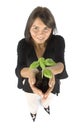 Woman with plant