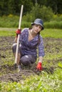 Woman planting wegetables