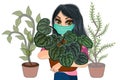 Woman and plants on pandemic