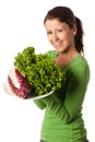 Woman with plate of salad