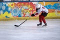 Woman play hockey Mixed media season stick Royalty Free Stock Photo