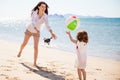 Woman playing with a beach ball Royalty Free Stock Photo