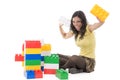 Woman playing with blocks Royalty Free Stock Photo