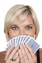 Woman Playing Cards Royalty Free Stock Photo