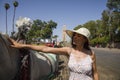 Woman playing the carriages of the Jamaa el Fna square which is the central square of Marrakech, the most important place in the Royalty Free Stock Photo