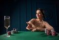 Woman playing in the casino Royalty Free Stock Photo