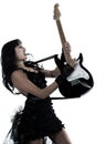 Woman playing electric guitar player Royalty Free Stock Photo