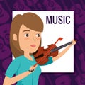 Woman playing fiddle character